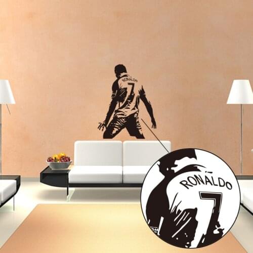 Sports Theme Wall Decals Football Star Cristiano Ronaldo Stickers For Bars School Children`s Room And Livingroom Eco-friendly