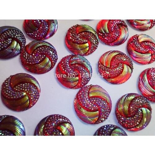Sew on loose rhinestones Red colour round 25mm resin crystal gemstones strass hand sewing for dress shoes bag 50pcs/lot