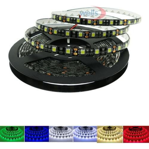 DC12V Led Strip 5050 SMD 5M 60LEDs/m IP20 IP65 Waterproof RGB White/Warm white/Blue/Red/Green Black PCB Flexible Led Light Strip
