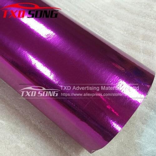 10/20/30/40/50/60CMX152CM/LOT Rose Red Chrome Mirror Vinyl Car wrapping Sticker with air free bubbles Chrome Mirror Car Film