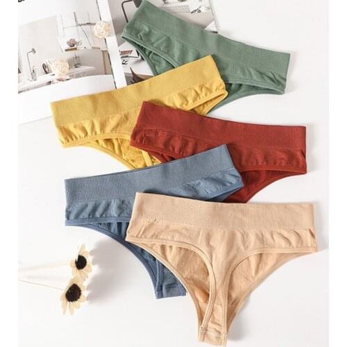 Cotton Thongs Women Sexy Panties Seamless Underwear Solid Color G-String Comfort Underpants Low Waist Ladies Intimates Lingerie