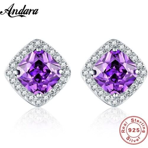 100% 925 Sterling Silver Shine Austria Crystal Stud Earrings for Women Men. Anti Allergy and Not Fade Zircon Jewelry