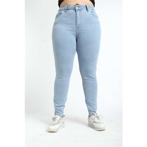 Diaves Women Summer Fashion Plus Size High Waist Skinny Blue Jeans Turkish Quality Blue White