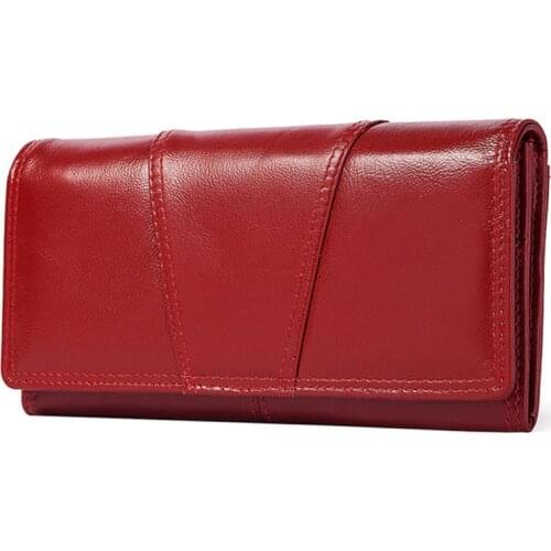 Womens Genuine Leather Wallet Long Clutch Hasp Wallets Female Fashion Designer Big Capacity Coin Purse Phone Pack Card Holder