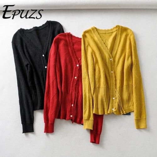 Autumn winter button knitted cardigan women sweater women long sleeve black korean cardigan jumper sweater winter tops