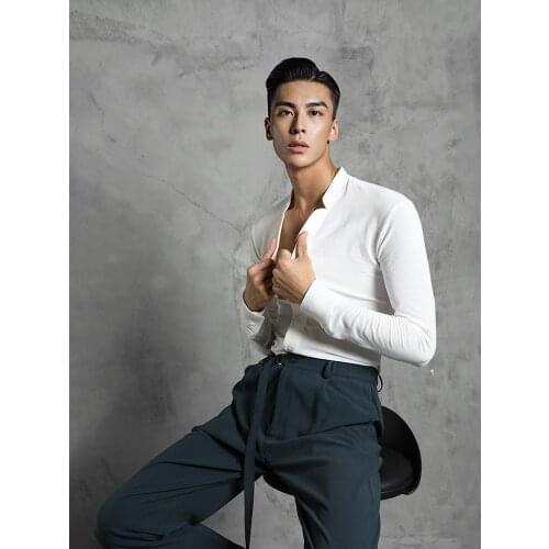 ZYM for Men Long Sleeve Latin Dance Top Wear Mens dance wear Slim Fit ZYMdancestyle Take The Moment Shirt #20603