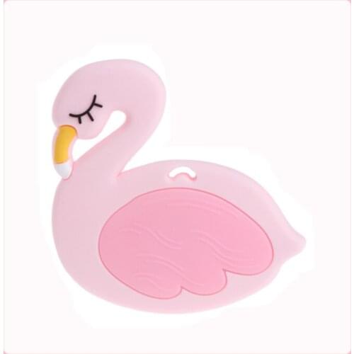 1pc Swan Baby Teether Flamingo Accessories Silicone Teether Baby Shower Gift Biting Toys Food Grade Silicone Teether Necklack