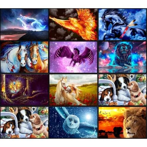 5d Diamond Painting Diy Cartoon Animal Imitation Diamond Cross Stitch Kit Round Rhinestone Home Decoration Accessory Set Gift