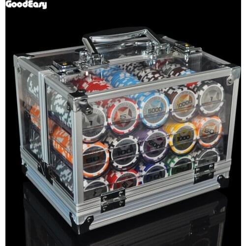 600/1000PCS/Lot New Casino Texas Hold'em ABS Poker Chips With Star Trim Sticker Baccarat Poker Chip Sets with Acrylic Box