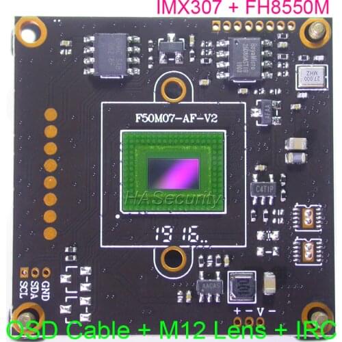 AHD-H (1080P , 720P) / CVBS (D1) 1/2.8" Sony STARVIS IMX307 CMOS + FH8550 CCTV camera module PCB board +OSD cable +M12 Lens +IRC