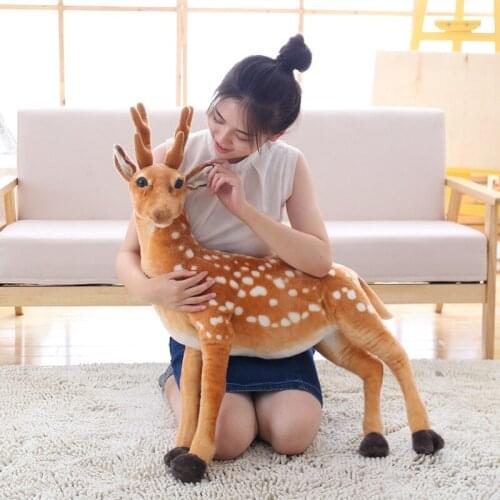BABIQU 1pc 50cm Cute Simulation Sika Deer Plush Toy Stuffed soft Animal Doll animal for Kids Baby Kawaii Birthday Christmas Gift