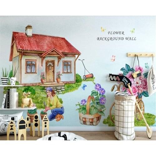 Beibehangpapel tapizpapel de parede Nordic modern minimalist floral architecture character childrens room background wallpaper