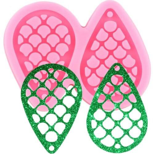 Shiny Clossy Water Drop Scales Silicone Molds Epoxy Resin Craft Keychain Moulds Polymer Pendant Clay Mould Earring Mold