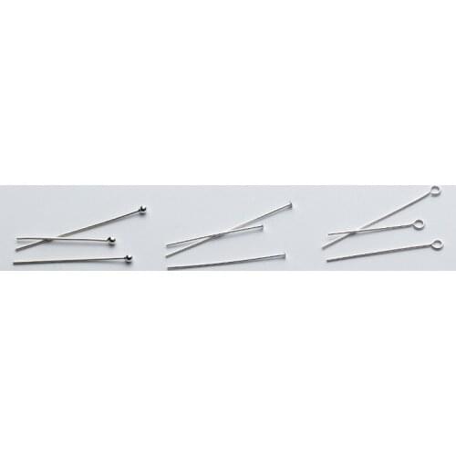 5pcs/lot 100% 925 Sterling Silver Ball 9 Flat Head Pins 15-40mm Length Handmade Head Pin Needles DIY Jewelry Making Dia 0.6mm