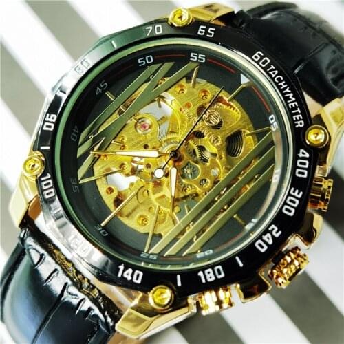 Forsining 2020 Steampunk Design Luxury Golden Gear Movement Creative Openwork Automatic Mechanical Watches For Men WristWatches