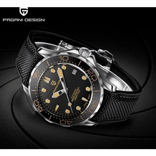 PAGANI DESIGN New Fashion Brand Silicone Mens Automatic Watches Top 007 Commander Men Mechanical Wristwatch Japan NH35A Watches