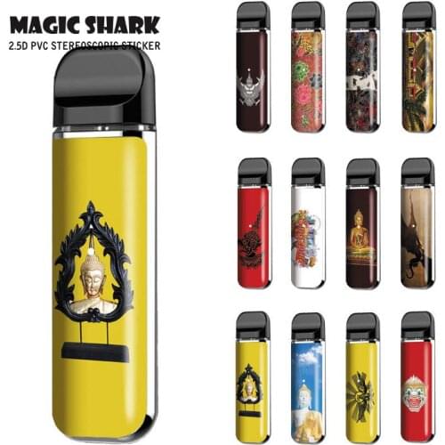 Magic Shark Buddha Statue Buddhism Sakyamuni Singapore Dragon Bumpy PVC Vape Kit Sticker Case for Smok Novo
