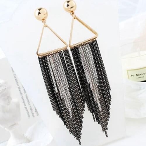 YDGY retro long fringed geometric eardrop Earrings