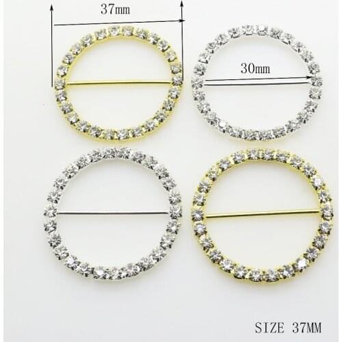 Factery 20Pcs 37mm Round Wedding Diamond Buckles Factor Outlets Invitation Ribbon Buckle DIY Ornaments Accessores Free Shipping