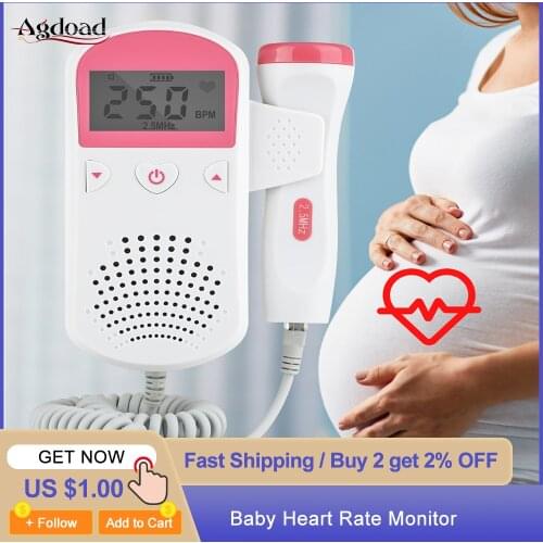 Fetal Doppler Ultrasound Baby Monitor Household Fetus Baby Heartbeat Detector Portable Baby Heart Rate Monitor 2.5MHz