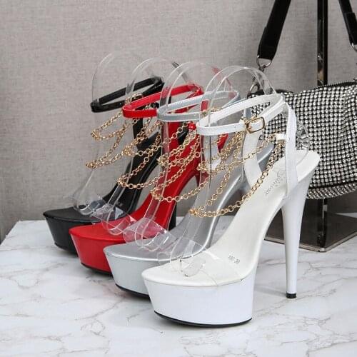 HOKSZVY Model Shoes Stiletto Sexy Black Waterproof Platform 13CM15CM High Heel Slippers Female Summer Party Shoes LFD