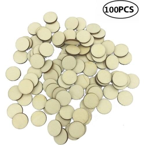 100pcs 20mm 0.78inch Unfinished Natural Wood Circles Log Discs for DIY Craft Christmas Rustic Wedding Ornaments