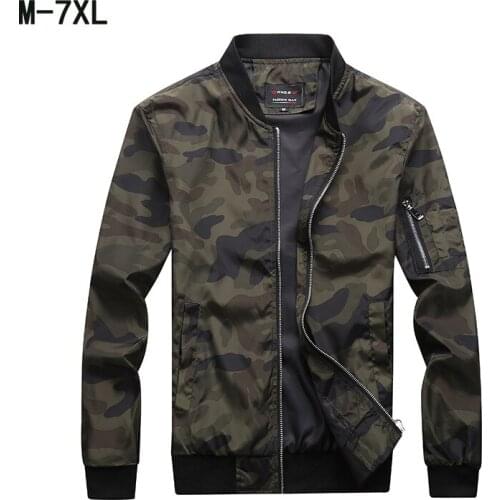 M-7XL Mens Camouflage Jackets Male Coats Camo Bomber Jacket Mens Autumn Clothing Outwear Oversized Outerwear Men Jacket