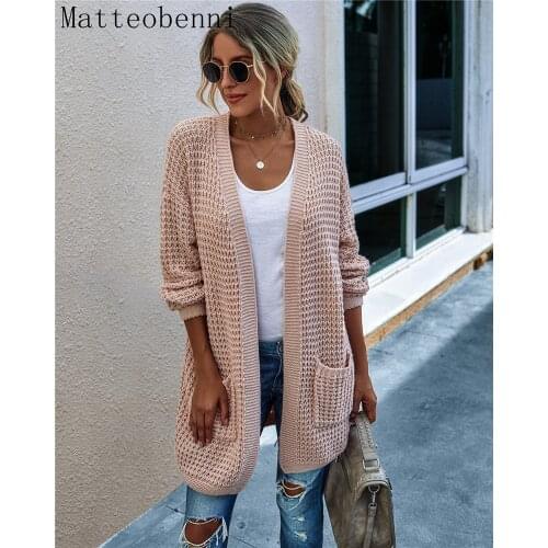 Fashion Cardigans Autumn Winter Womens Sweaters 2020 Knitting Sweater Long Cardigan Color Contrast Coat Female Knitted Sweater