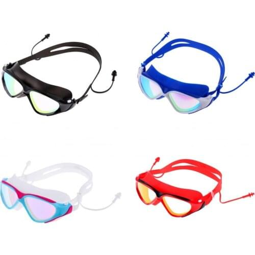 Men Women UV Protection Silicone Strap Anti Fog Swimming Goggles Glasses with Storage Case & Ear Plugs