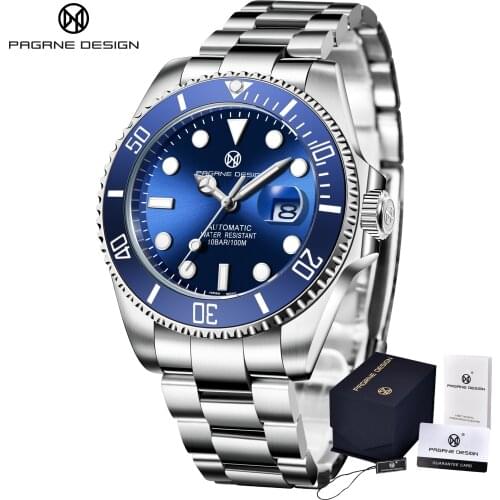 Pagrne Design Men Stainless Steel Waterproof Fashion Sports Watch Men Automatic Mechanical Watch Montre Homme Relogio Masculino