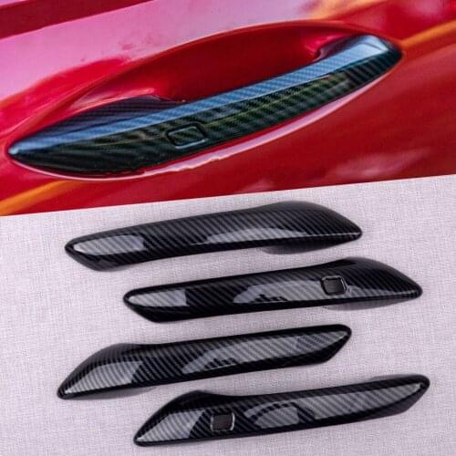 NEW 4pcs/set Door Handle Panel Cover Trim fit for Hyundai Sonata DN8 2020 Carbon Fiber Texture