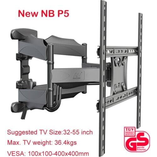 2019 New NB P5 Full Motion 32"-60"LCD LED TV Wall Mount Bracket 6 Swing Arms Rack Max. VESA 400x400mm Max. Load 36.4kgs