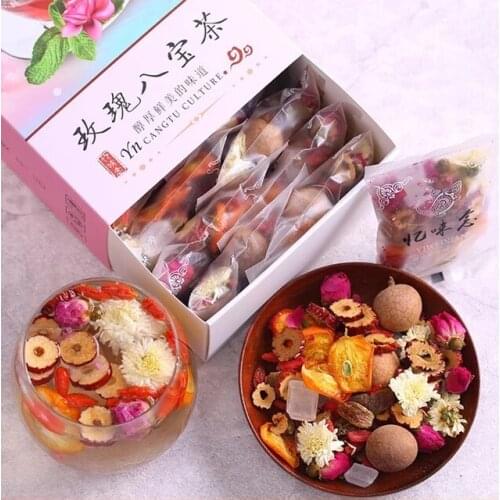 Natural Aromatherapy Tea,Flower Tea with Dried Fruit Bag,Include Longan Rose Jujube Chinese Herbal Tea, Skin Beauty Tea 180g