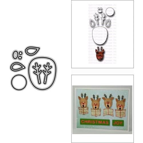 2021 New Cute Reindeer Face Maker Metal Cutting Dies for DIY Scrapbooking Decor and Card Making Paper Craft Embossing No Stamps