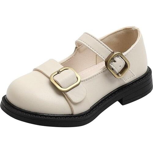 2021 autumn new baby fashion double buckle accessories girls princess shoes soft bottom medium and big childrens shoes