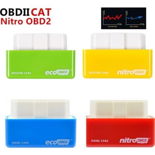 OBDIICAT DHL 100pcs NitroOBD2 EcoOBD2 For Diesel Benzine Car Chip Tuning Box Nitro OBD2 Eco OBD2 Plug&Drive Interface Fuel Saver