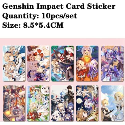 PCS10/Set Game Genshin Impact Cosplay Accessories Project DIY Sticker Bus IC Bank Student Card Sticker Keqing Amber QiQi Zhongli