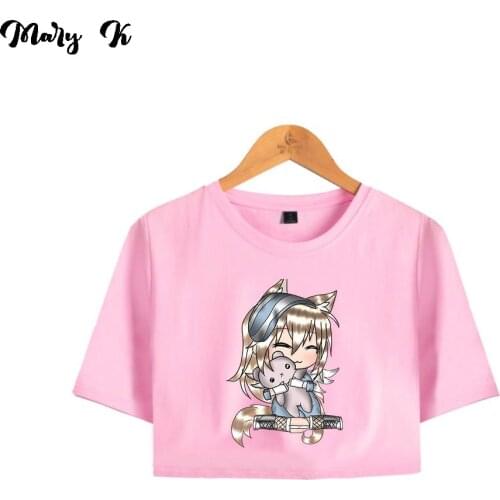 Popular Gacha Life Crop Top Exposed navel T-Shirt Oversize O-neck Tops Womens streetwear Funny Gacha Life girls Tshirt clothes