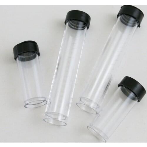 100 x 10ml 20ml Plastic PE Test Tubes With Black Plug Lab Hard Sample Container Transparent Packing Vials Women Cosmetic Bottles