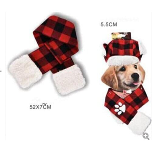 Dropshipping Pet Hat Scarf Pet Christmas Costume Set Atmosphere Props For Cat And Dog Costume Warm Christmas Gift Pet Hat Scarf