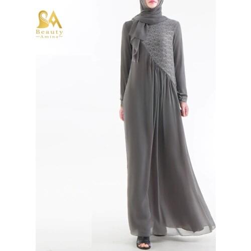 Ramadan Chiffon Adult Muslim Abaya Patchwork Printed Arab Robe Turkish Long Dress Dubai Muslims Women Dresses Islamic 9218