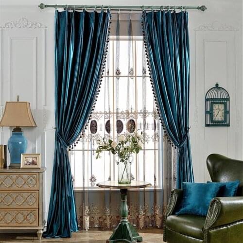 Luxury European thick velvet solid Curtains for living room bedroom blackout window treatment curtainshome decoration