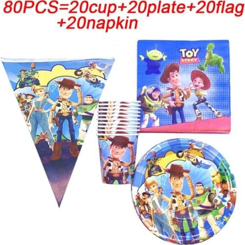 Kids Birthday Party Supplies Disney Toy Story Theme Napkin Disposable Tableware Set Paper Plate Cup Banner Baby Shower Boy Decor