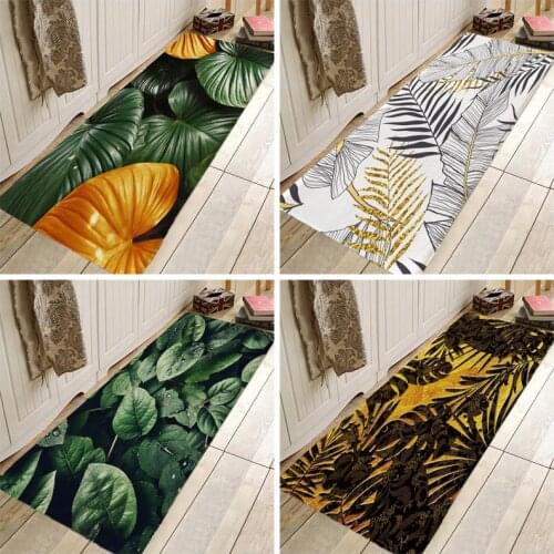 Creative 3D Printing Tropical Leaf Hallway Carpets and Rugs for Bedroom Living Room Carpet Kitchen Bathroom Anti-Slip Floor Mats