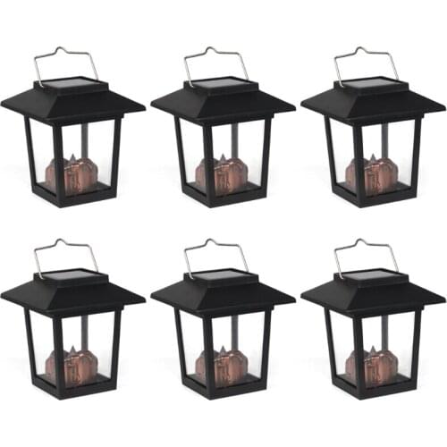 6 Pcs Outdoor Hanging Solar Lantern Waterproof Solar Powered Candle Light Lamp for Garden Patio Yard Backyard Christmas Decorati