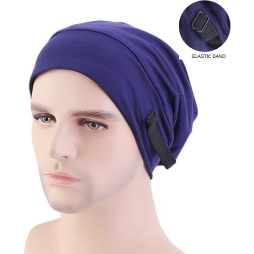 Unisex adjustable Stretchy Women Satin Lining Chemo Cap Muslim Cotton Turban Hat Beanie Ladies Islamic Hijab Headwear Indian Cap