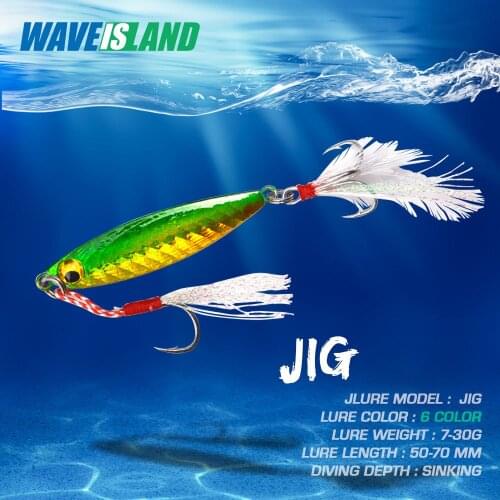 WAVEISLAND Jig Fishing Lures Bass Fishing Bait 7-30G 5-7cm Fish Metal Saltwater Lures Long Shot Isca Artificial Jigging Lure