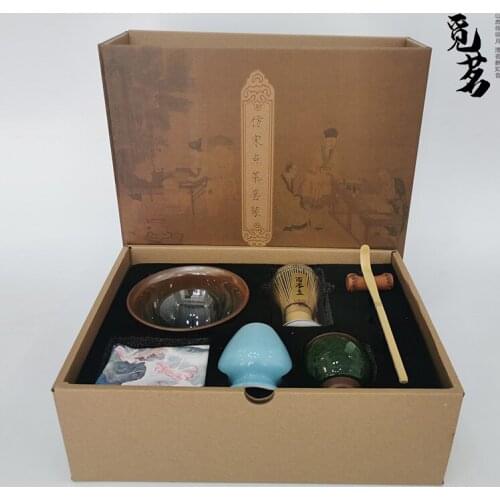 Japanese matcha tea making apparatus tea tool tea towel ceramic tea bowl bamboo brush spoon stand holder set gift box
