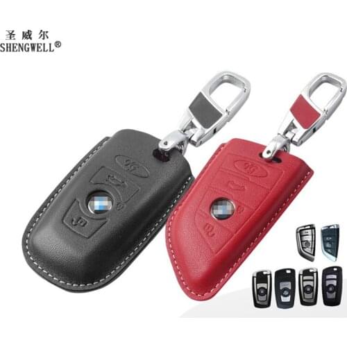 Key Wallet Car Key Case for BMW Series 1 2 3 5 7 Genuine Cow Leather Protective Cover for BMWS X1 X3 X4 X5 X6