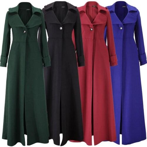 Top Sale Floor Length Coat Women New 2020 Spring Jackets And Coats Extra Long Thin Wool Cashmere Coat Manteau Femme Windbreaker